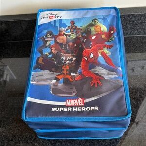 Disney Infinity Marvel Super Heroes Blue Carrying Case Spiderman Ironman Hulk